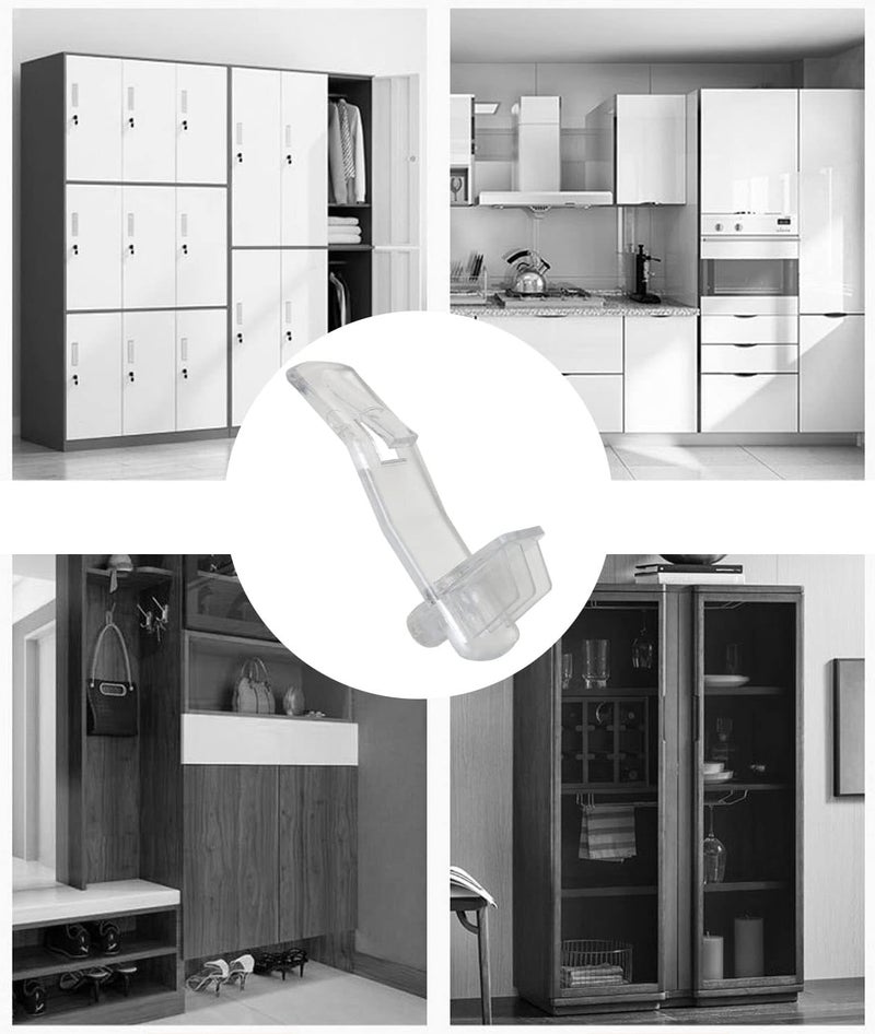 LUORNG Shelf Support Peg 20PCS Clear Plastic Locking Shelf Support Pin Clips, Cabinet Shelf Pins for 1/4inch Diameter Hole and 25/32inch Shelf,Self-Locking Bracket Clips - Image 2